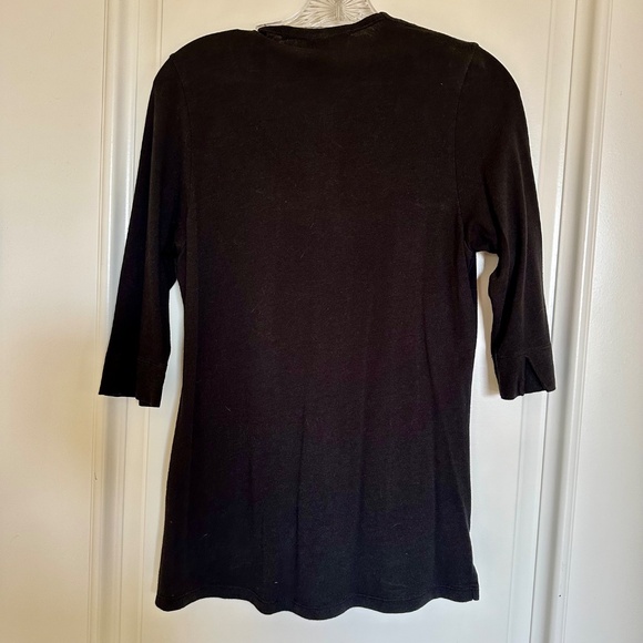 T-Mobile Devon & Jones Black 3/4 Sleeve V-Neck Henley Top – Women’s Size S - Picture 2 of 7